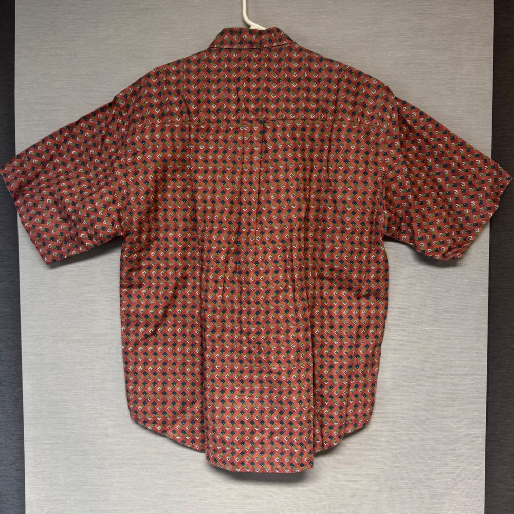 Vtg NOS Bugle Boy Mens 90s Geometric Print Short Sleeve Shirt Sz Large Boxy Red - Picture 2 of 8